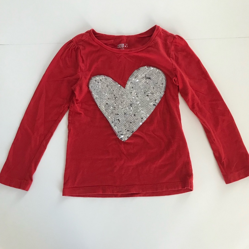 Crazy 8 Girls Red Heart Sequin Shirt Size (5-6)